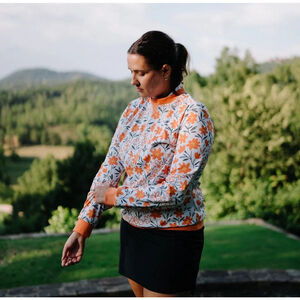 Women's Inward Half White & Orange Floral Sweatshirt XL